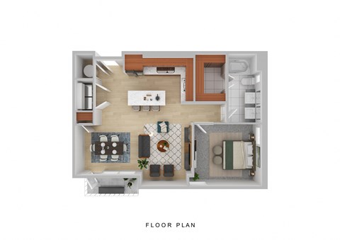 a typical floor plan of a 1 bedroom apartment
